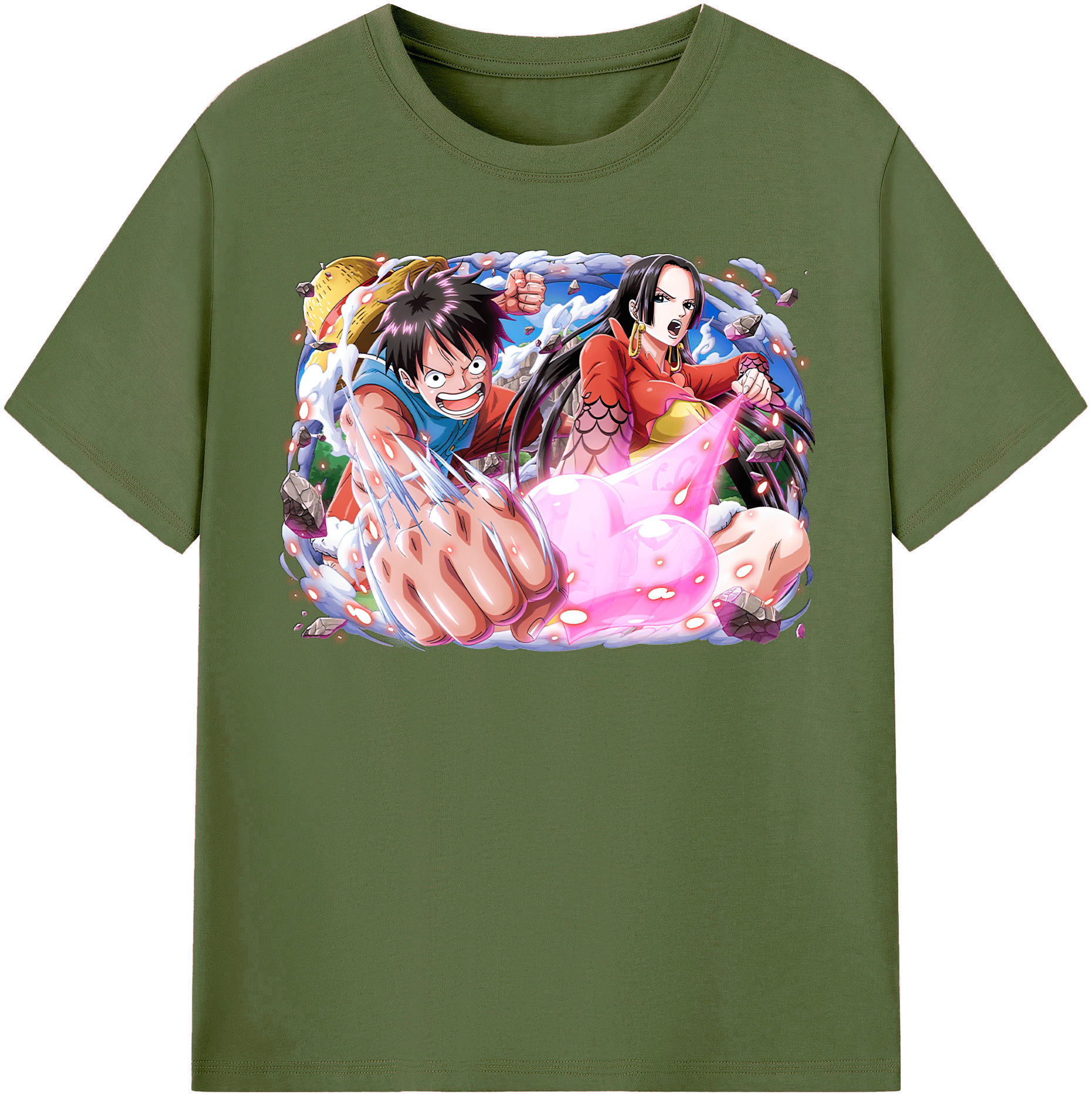 ワンピース モンキー・D・ルフィ ONE PIECE Monkey D. Luffy 綿100％半袖Tシャツ（フロントプリント）